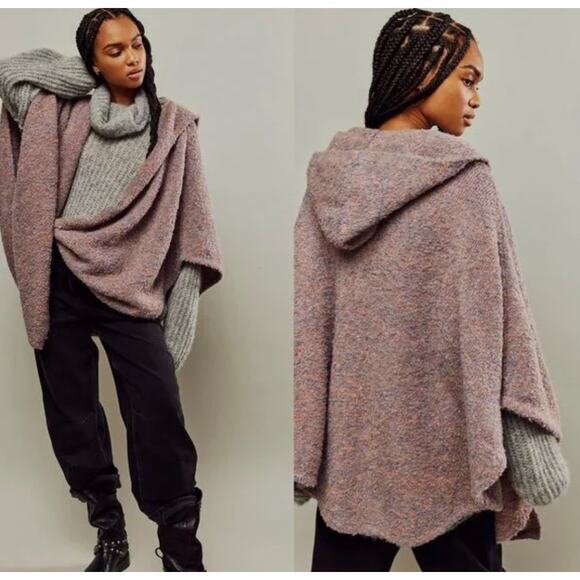 Free People soft hoodie shaw cardIgan. Heathered purple. One size. - Picture 1 of 4